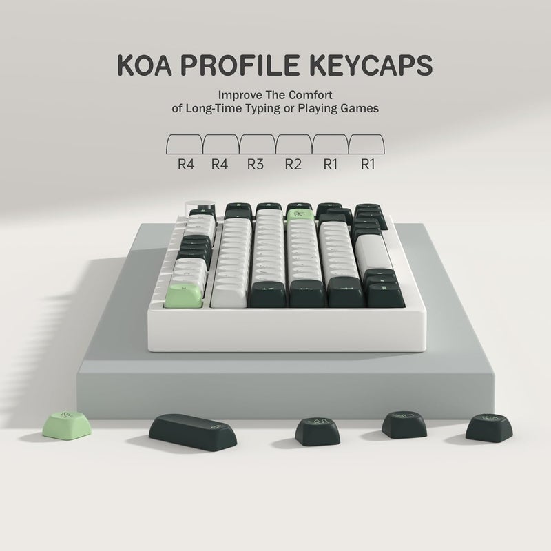 YMKPVR KBDiy Botanical KOA Profile Keycaps 60 Percent,Dye-Sublimation PBT Green Custom Keyboard Keycap,131 Key Cap Set for Cherry Gateron MX Switches Mechanical Keyboards - Image 3